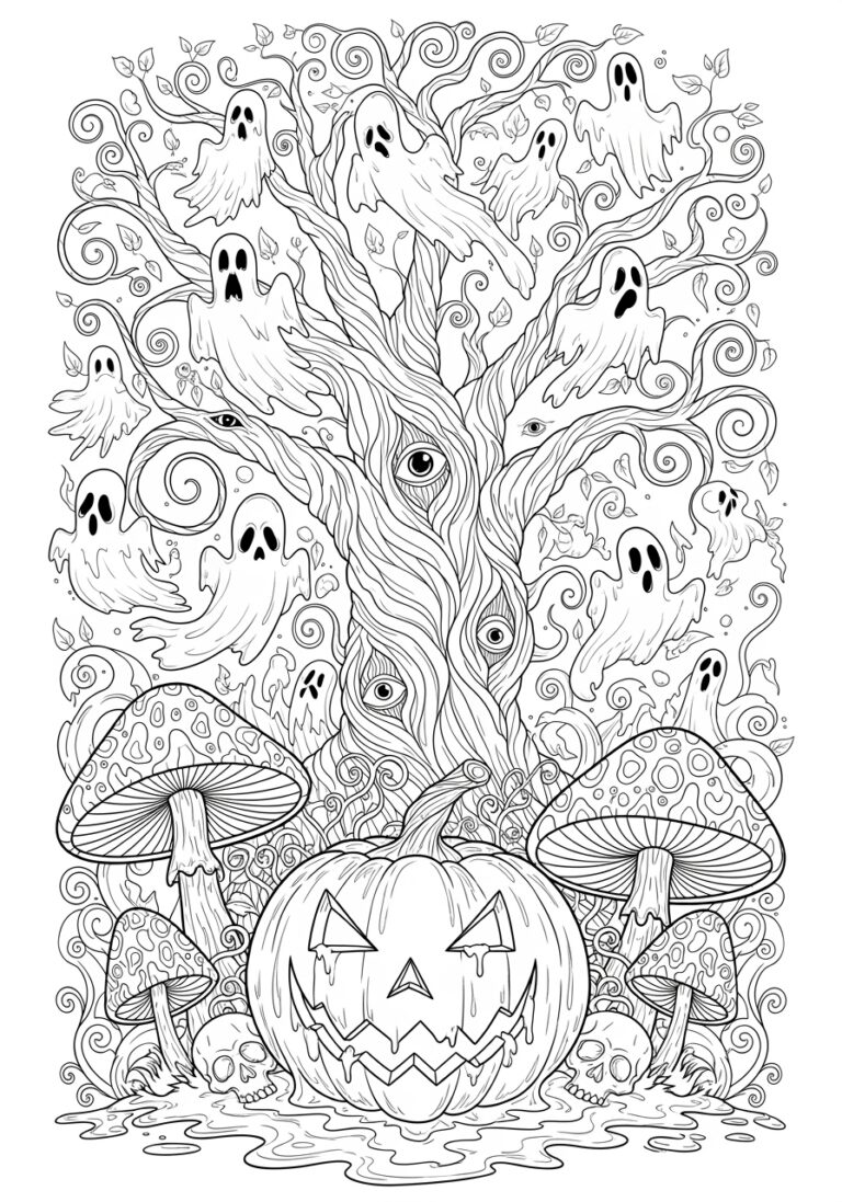 Trippy Halloween Coloring Page