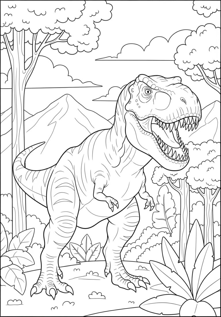 Tyrannosaurus Rex Coloring Page to Print Out and Color