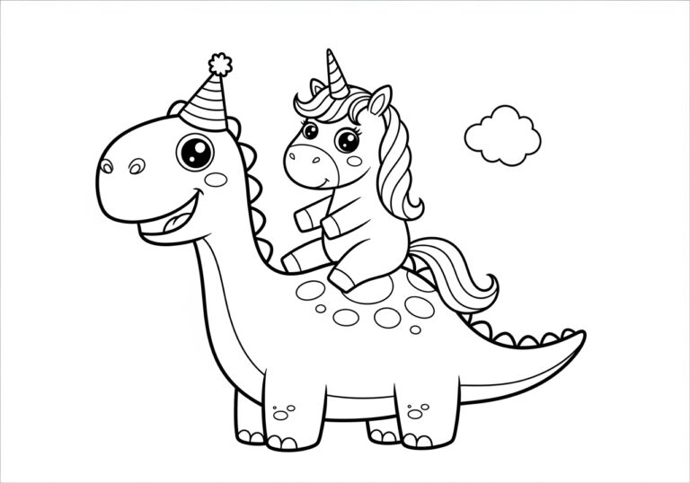 Unicorn Dinosaur Coloring Page