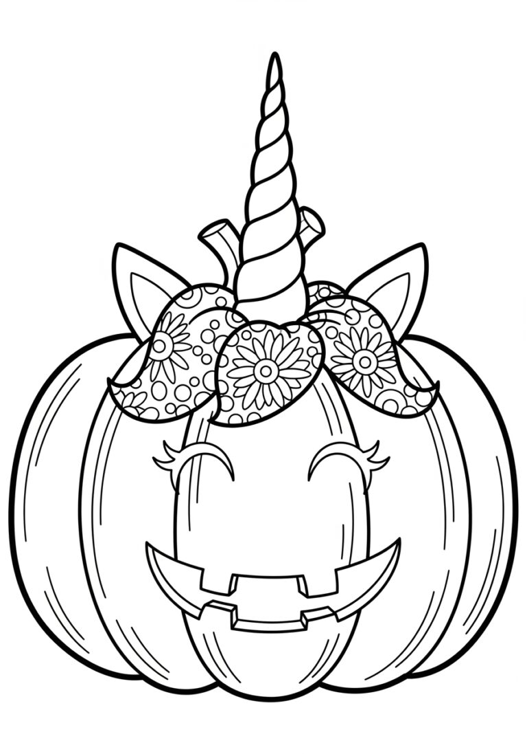 Unicorn Pumpkin Coloring Page