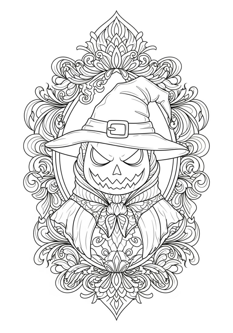 Vintage Halloween Coloring Page