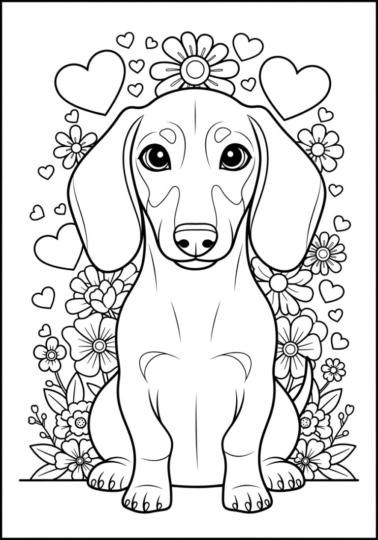 Wiener Dog Coloring Page to Print and Color