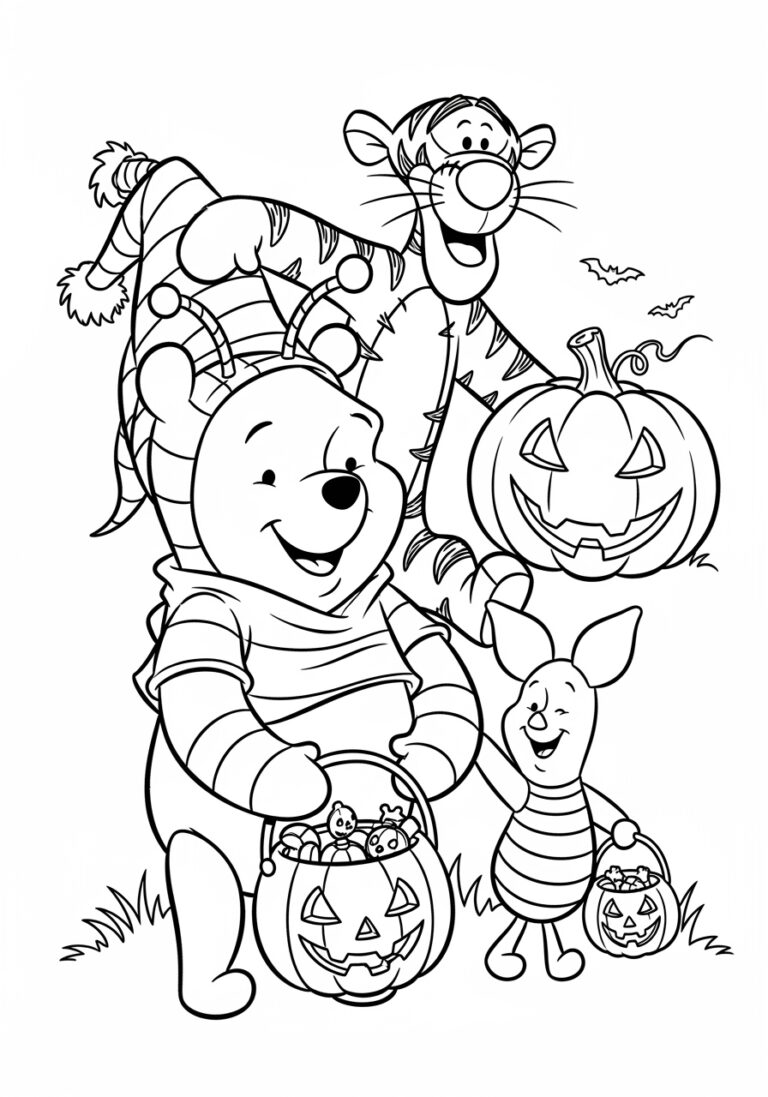 Winnie the Pooh Halloween Coloring Page