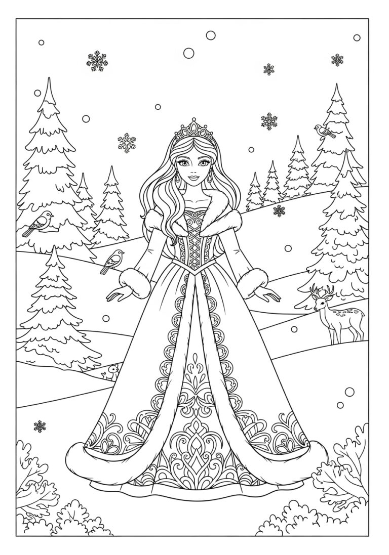 Winter Princess Coloring Page