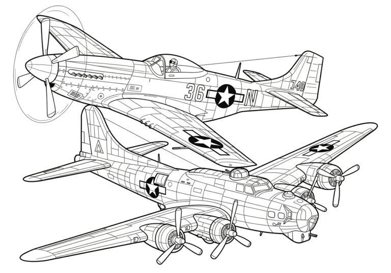 World War 2 Airplane Picture to Print Out and Color
