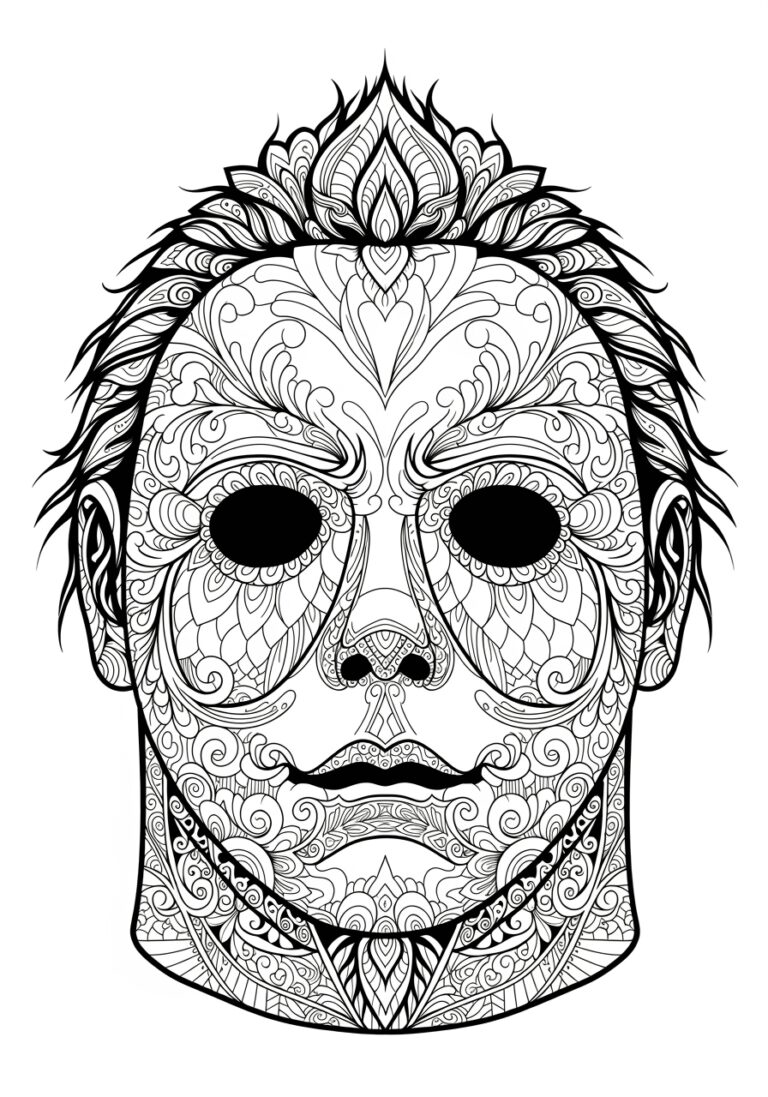 Zentangle Michael Myers Mask Coloring Page