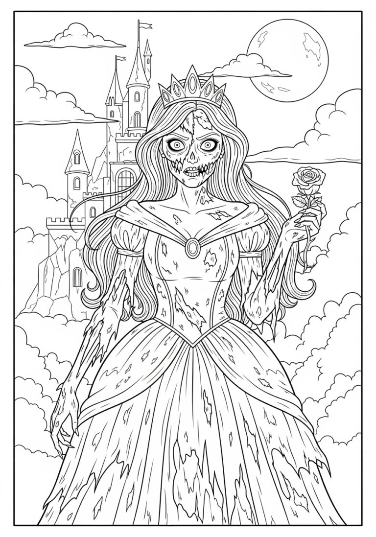 Zombie Princess Coloring Page