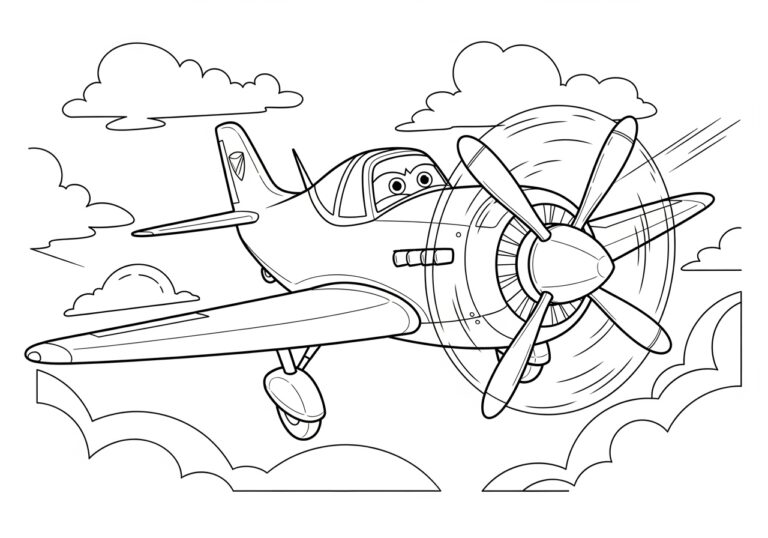 Propeller Plane Coloring Page to Print Out and Color