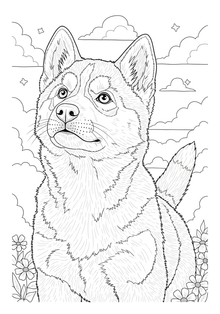 Realistic Cute Puppy Coloring Page
