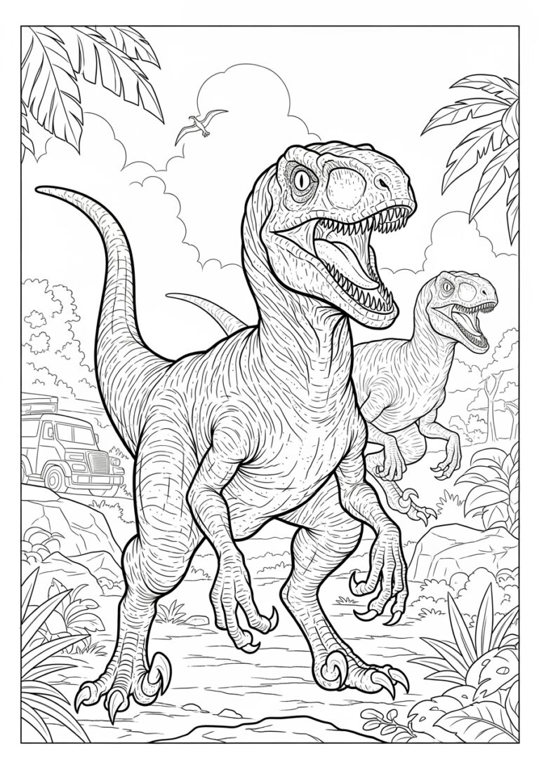 Dinosaur Raptor Picture to Print Out and Color