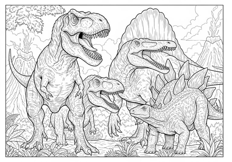 Realistic Dinosaur Coloring Page