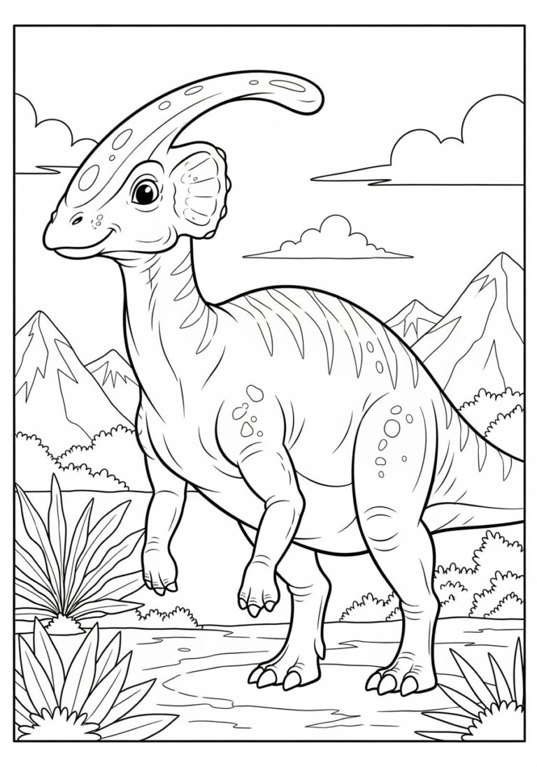 Parasaurolophus Coloring Page to Print Out and Enjoy
