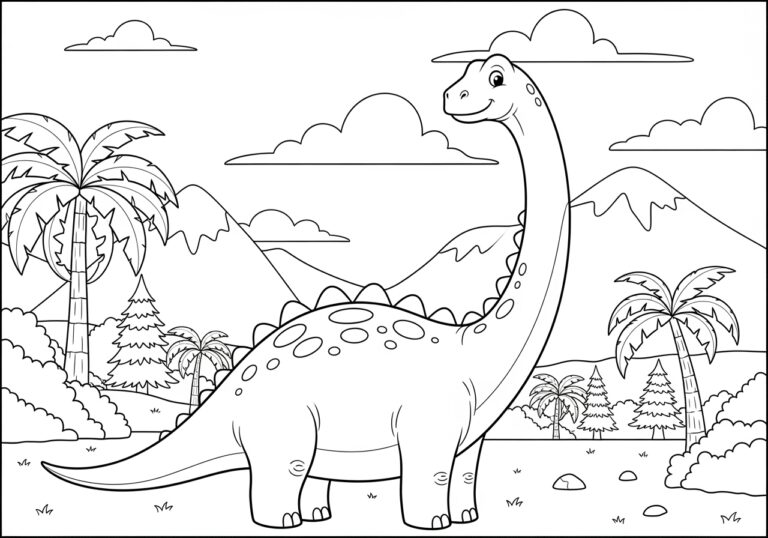Diplodocus Coloring Page to Print and Color