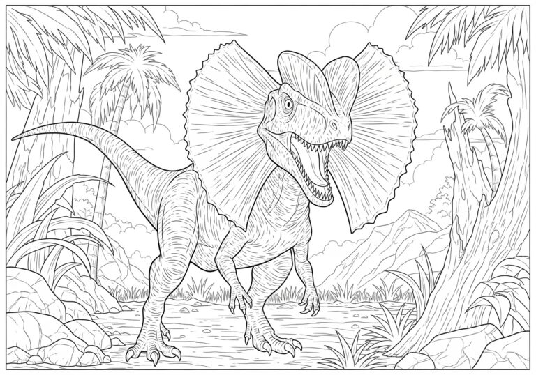Jurassic Park Dilophosaurus Picture to Print Out and Color