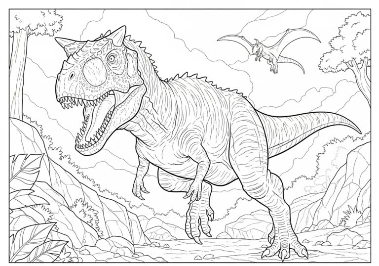 Jurassic World Carnotaurus Coloring Page to Print Out and Color