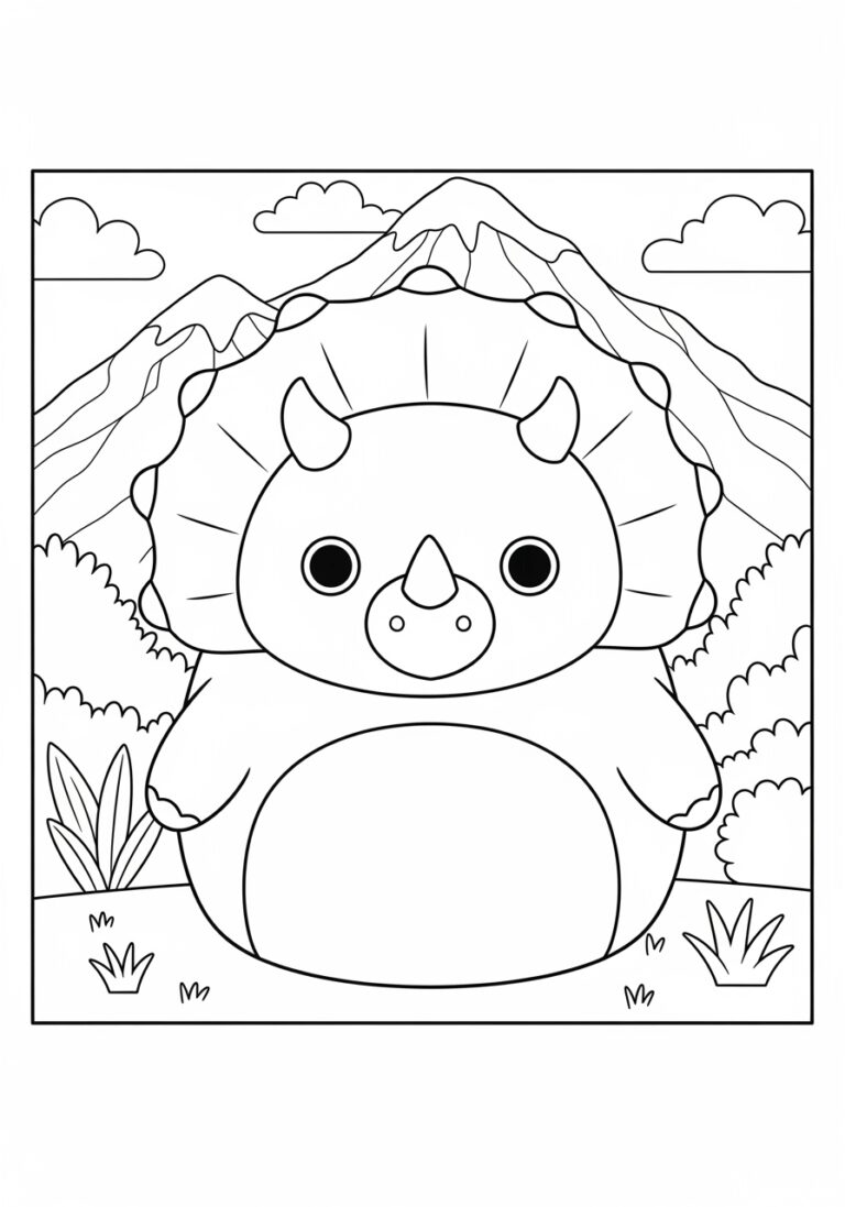 Dinosaur Squishmallow Coloring Page to Print and Color