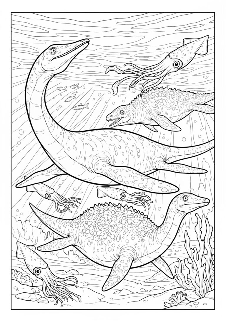 Swimming Dinosaur Coloring Page