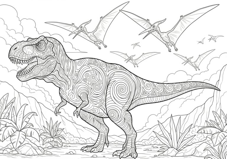 Detailed Dinosaur Coloring Page