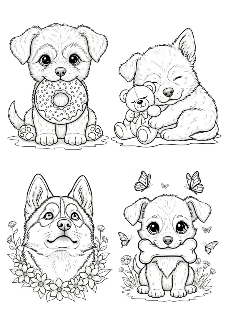 Cute Dog Coloring Page for Adults