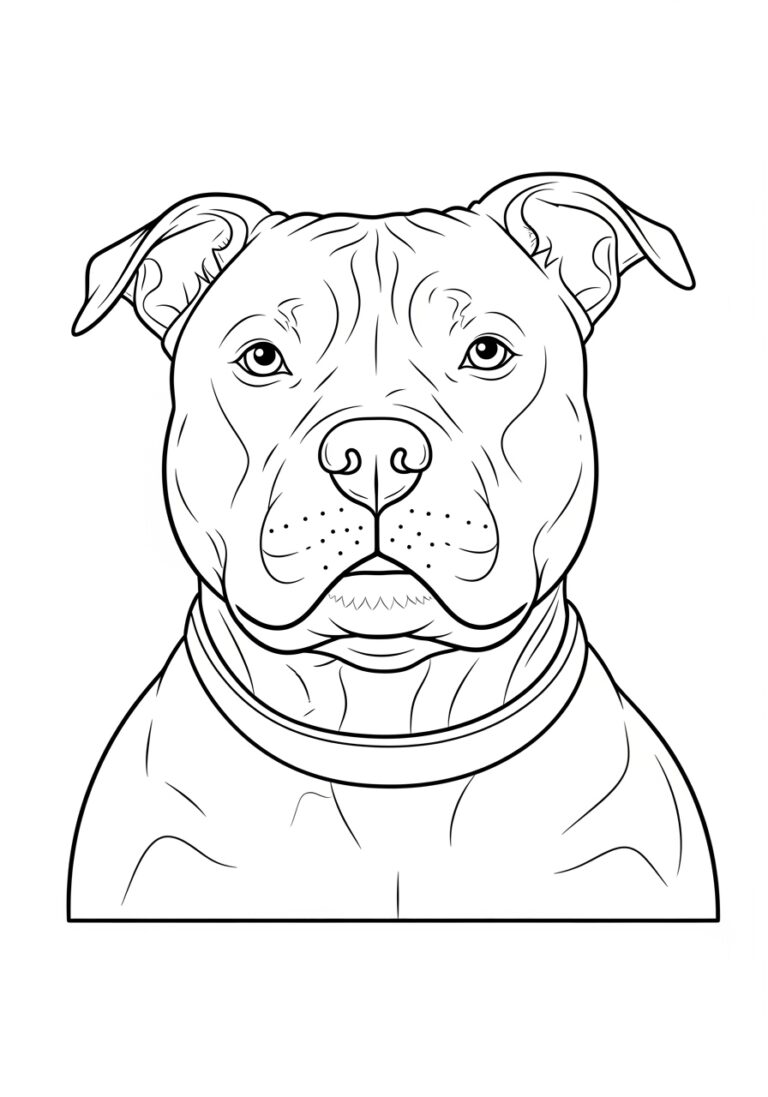 Coloring Page of a Pitbull Dog