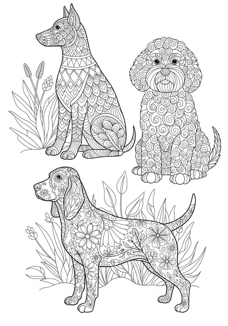 Adult Coloring Dog Picture to Print Out and Color