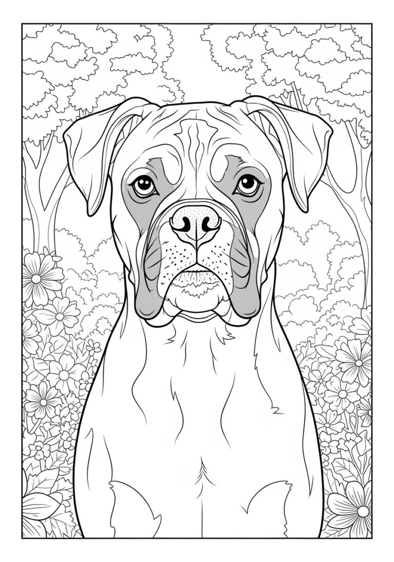 Boxer Dog Coloring Page