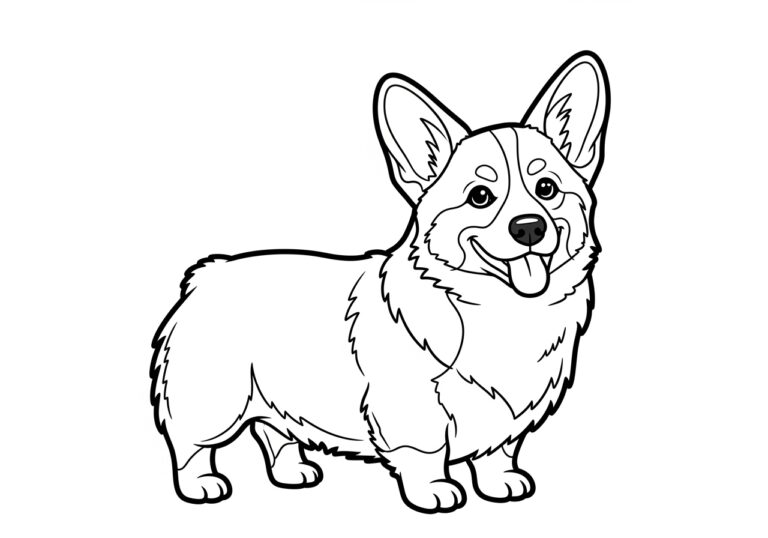 Corgi Dog Picture to Print Out and Color