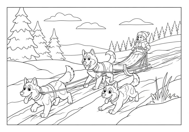 Snow Dog Coloring Page