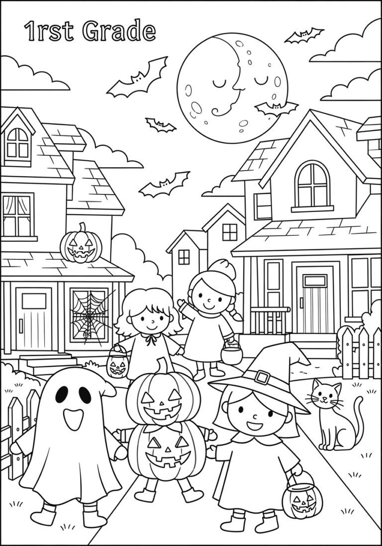 Halloween Coloring Page for 1st Graders