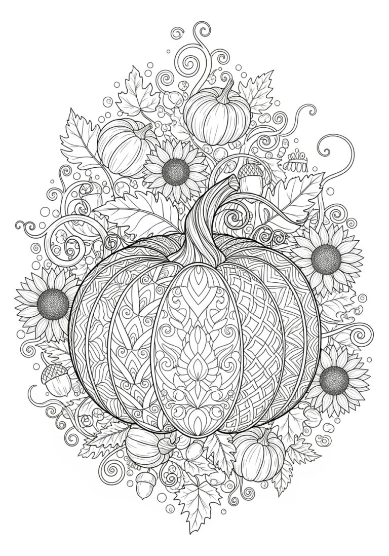 Fall Pumpkin Coloring Page to Print Out and Color