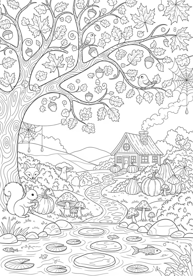 Autumn Pumpkin Coloring Page to Print Out and Color