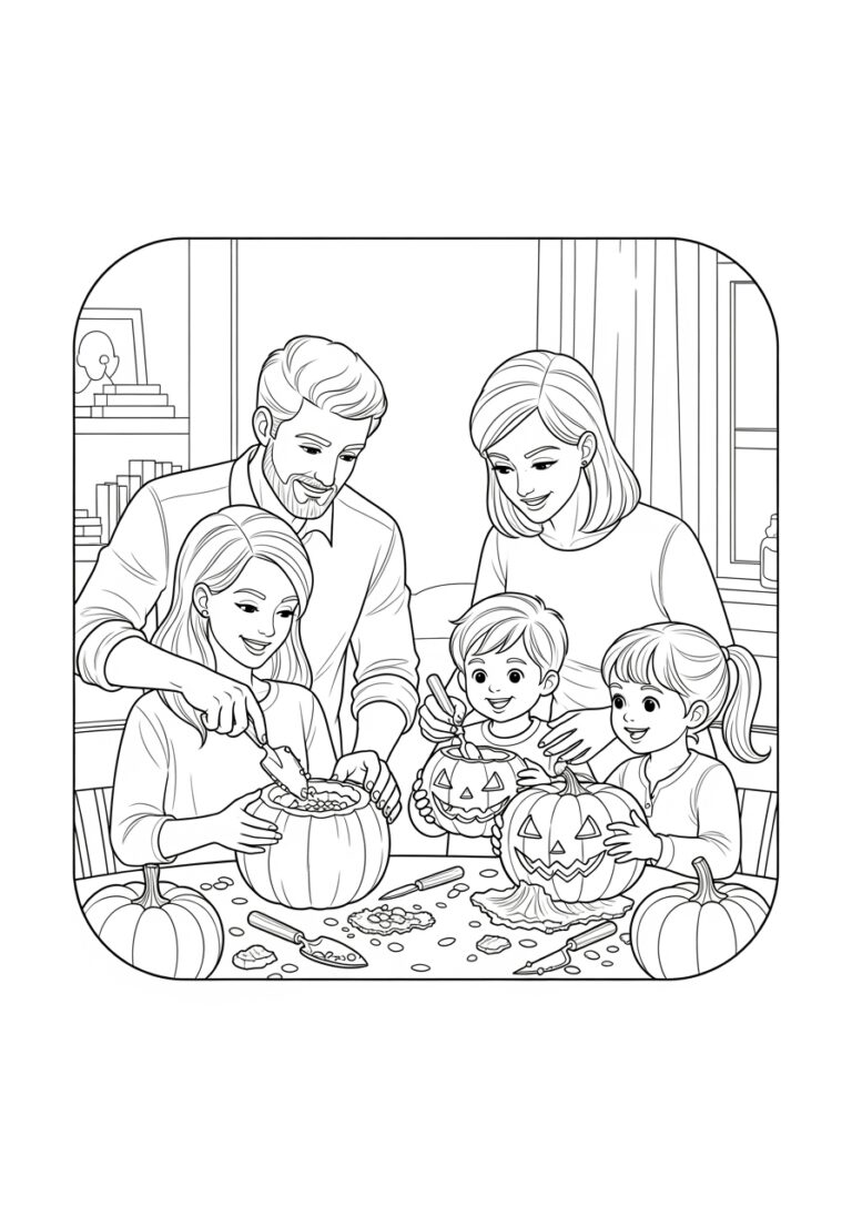 Pumpkin Carving Coloring Page