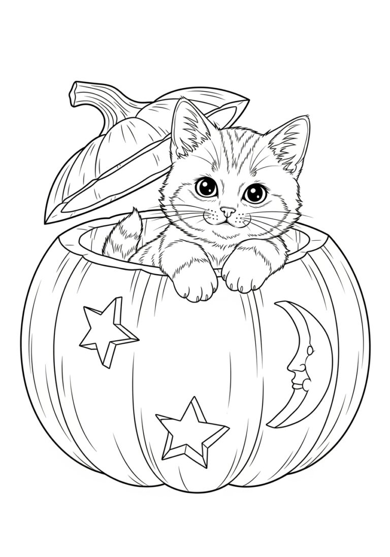 Kitty Pumpkin Coloring Page