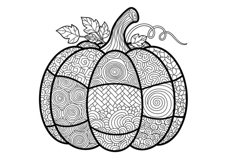 Mosaic Pumpkin Coloring Page to Print Out and Color