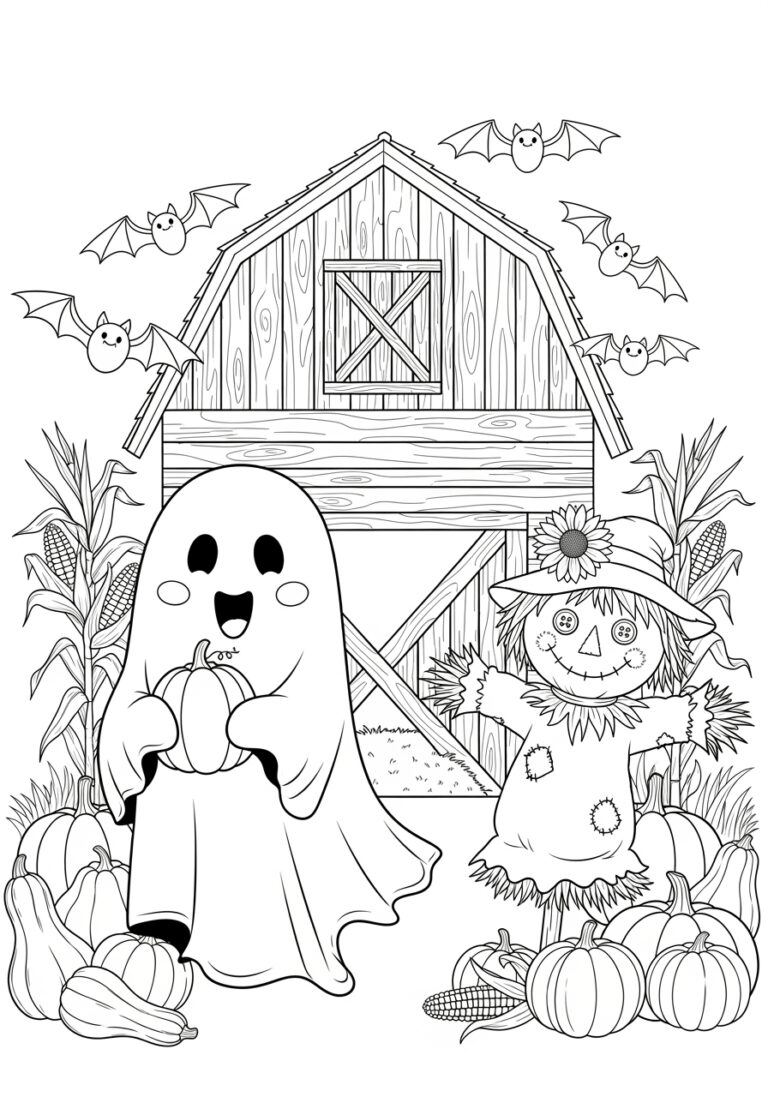 Ghost at a Harvest Festival Coloring Page