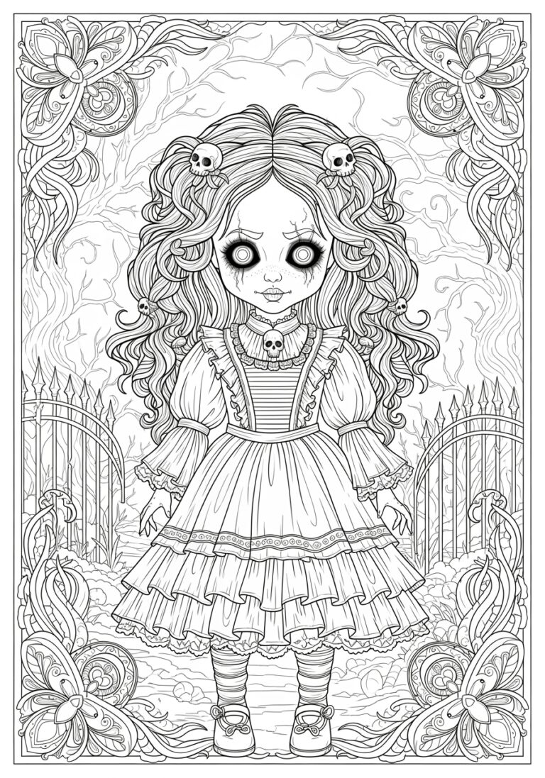 Scary Doll Coloring Page