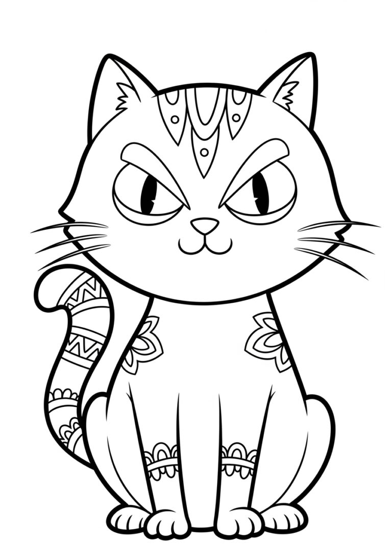 Scary Cartoon Cat Coloring Page Printable