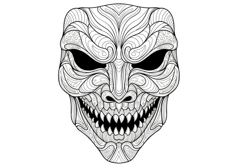 Scary Mask Coloring Page
