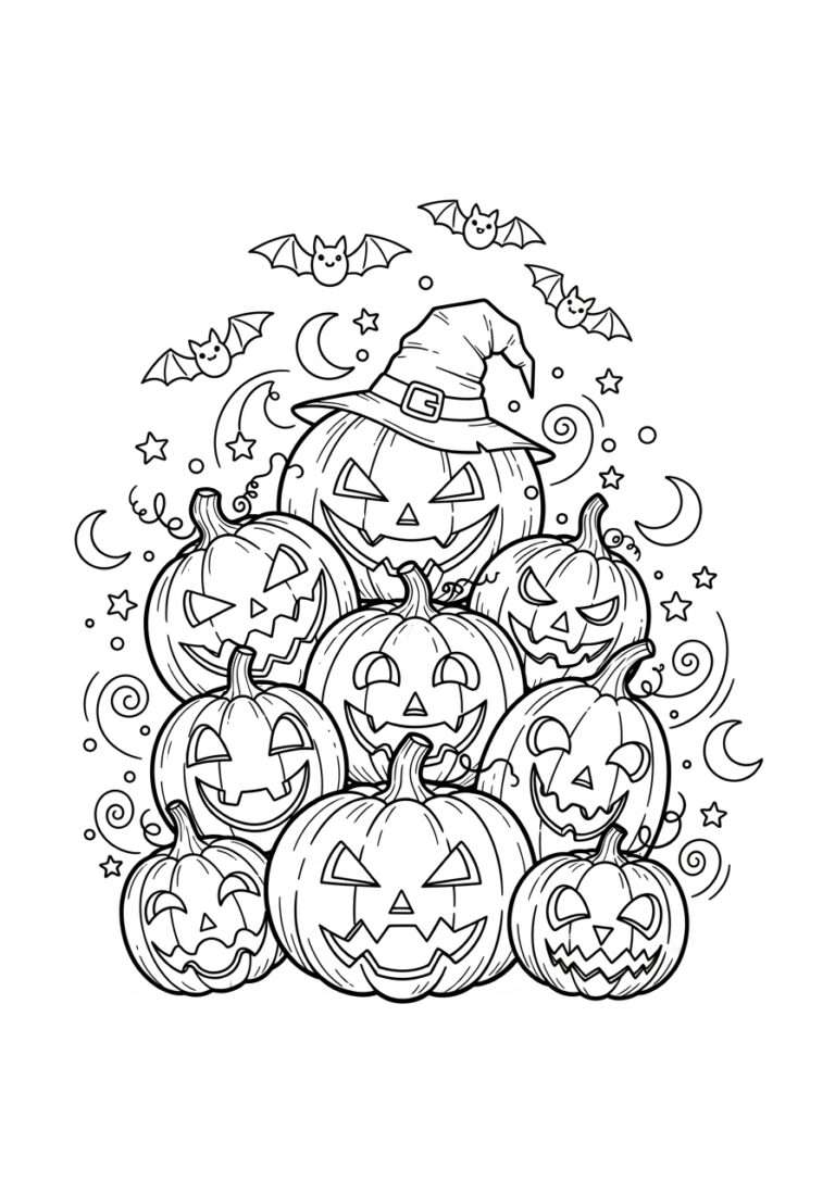 Hocus Pocus Pumpkin Carving Scene Coloring Page