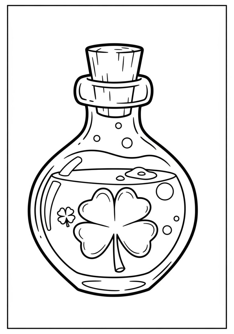 Hocus Pocus St. Patrick’s Shamrock Potion Coloring Page