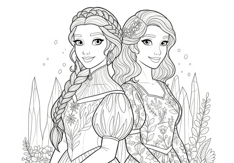 Elsa and Anna Image for Coloring Page