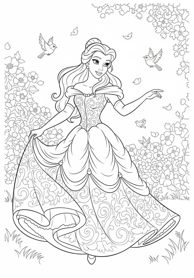 Picture of Belle from Beauty and the Beast to Color