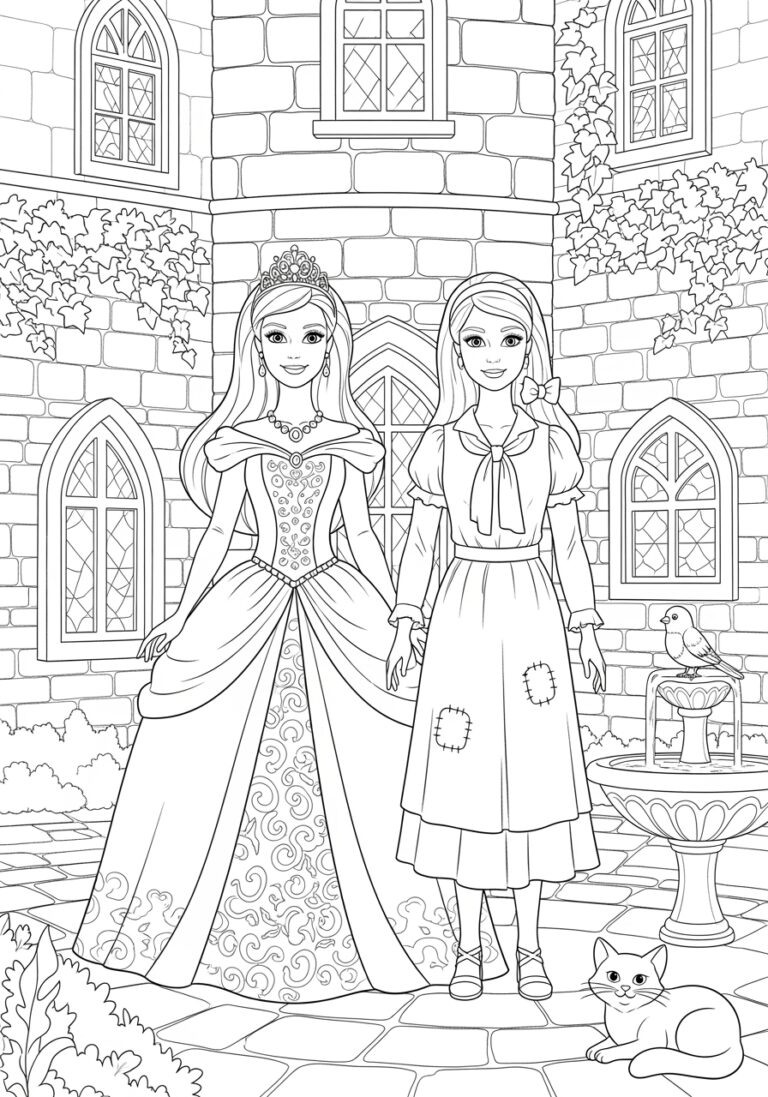 Barbie as the Princess and Pauper Coloring Page