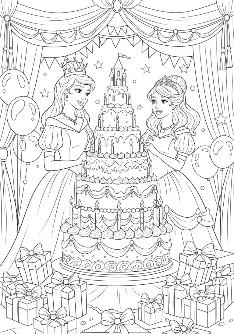 Princess Cake Coloring Page