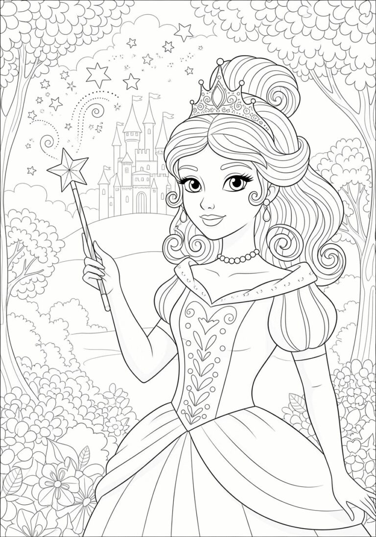 Princess Wand Coloring Page