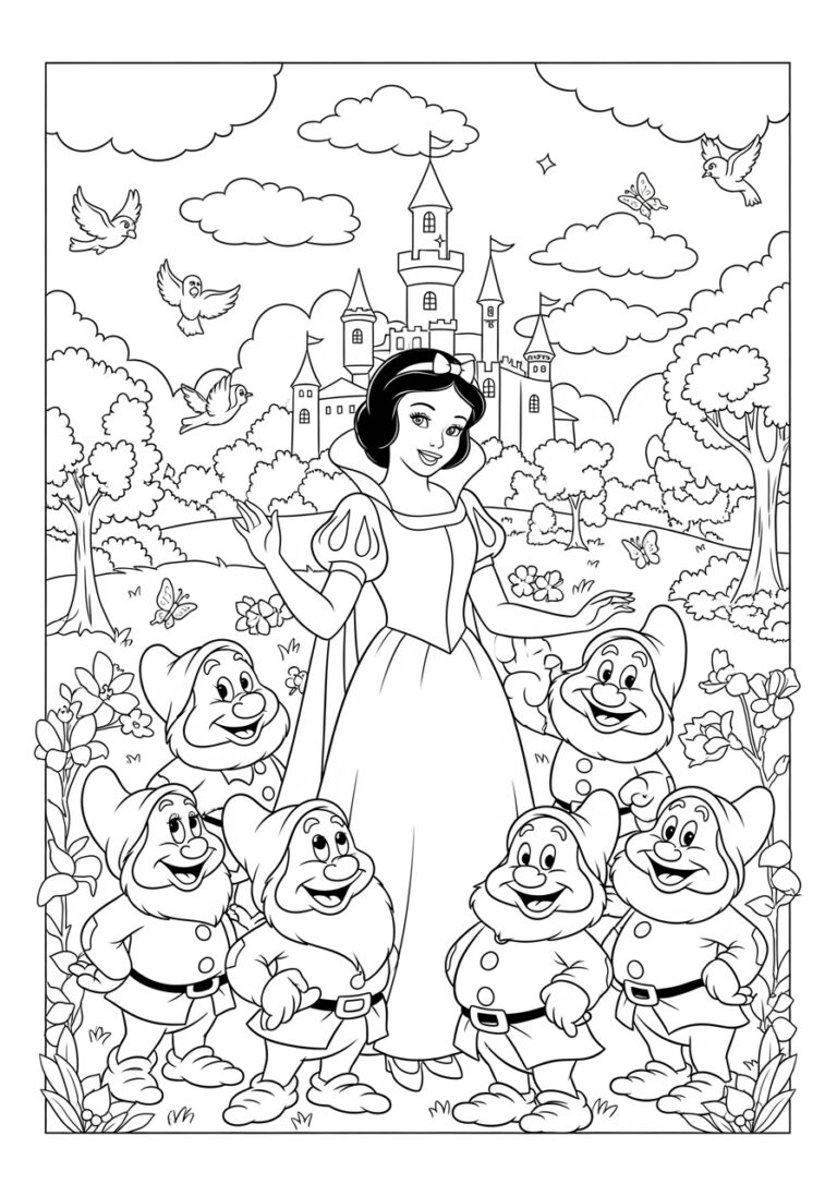 Coloring Page Snow White and the Seven Dwarfs